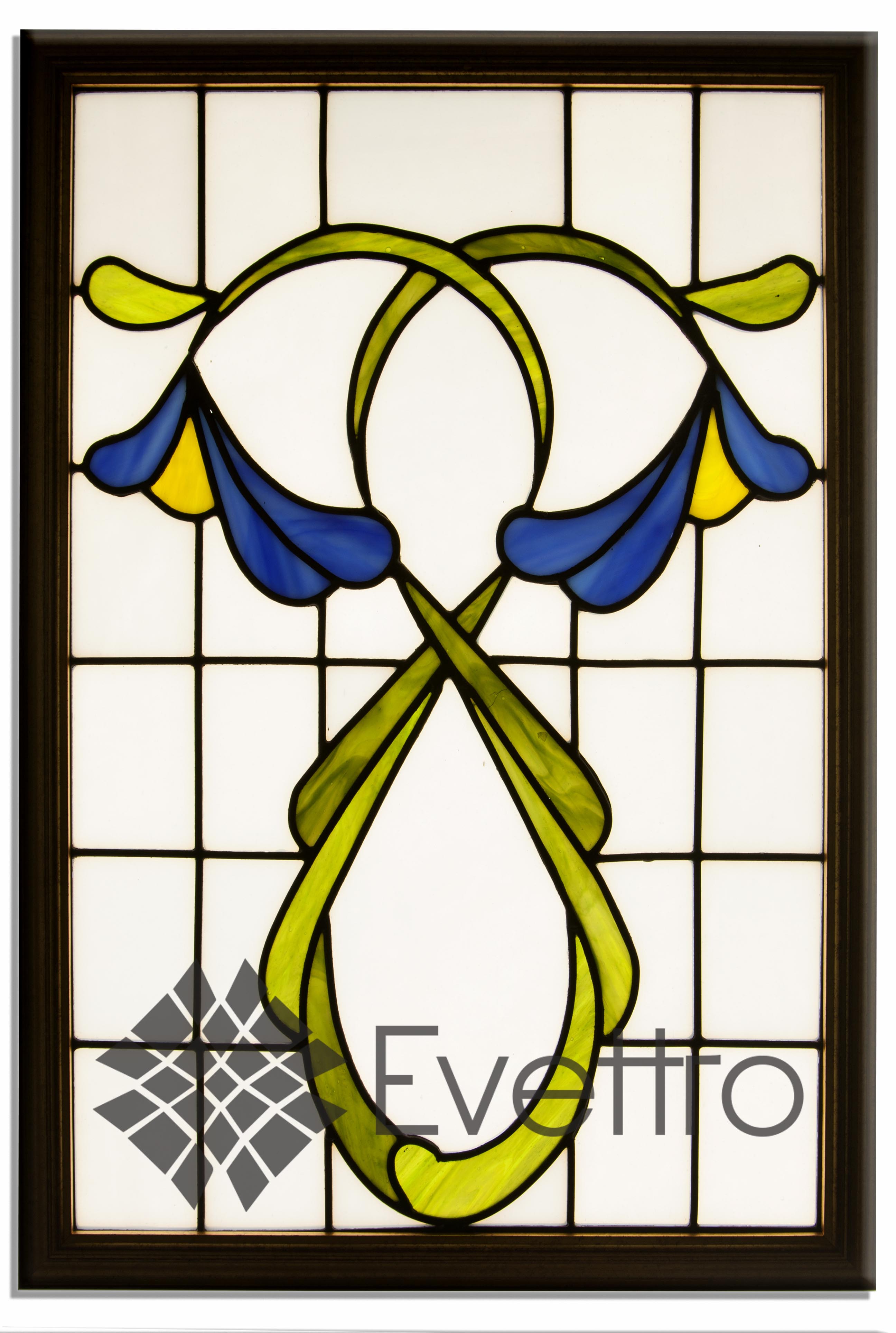 Art Nouveau Stained Glass Window Panel