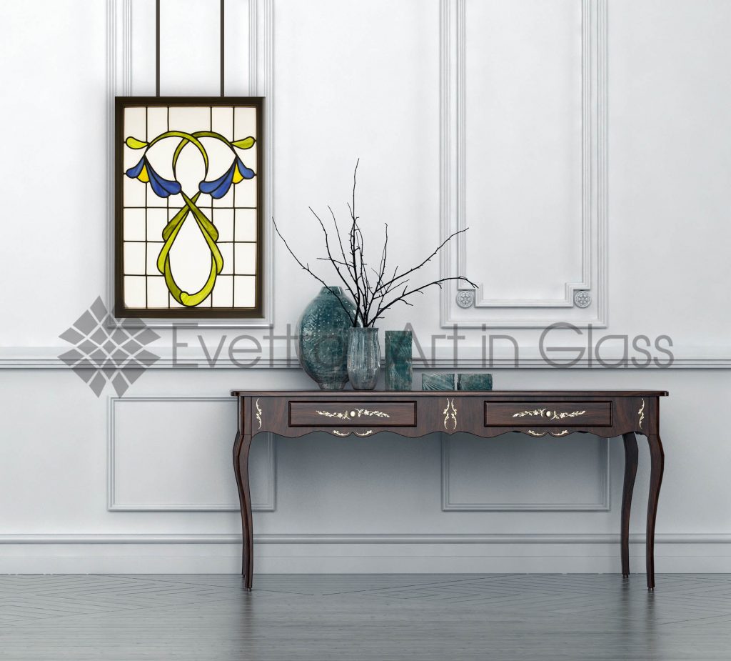 Art Nouveau Stained Glass Hanging Panel