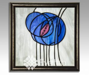 Art Nouveau Copper Foil Stained Glass Window Panel