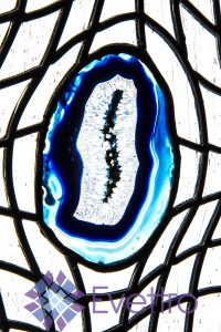 Contemporary Stained Glass Window Panel with Blue Agate