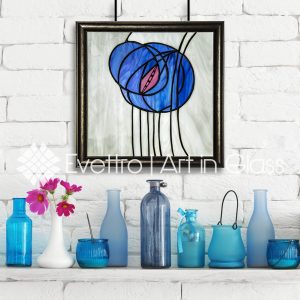 Art Nouveau Copper Foil Stained Glass Hanging Panel